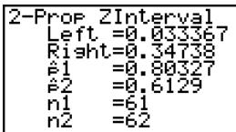 CASIO GRAPH 35 - Calculer l'intervalle z à 2 proportions en définissant les paramètres - 1
