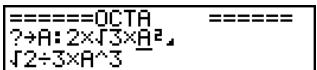 CASIO GRAPH 35+ - Exemple rechercher la dette "a" dans le programme nommé OCTA - 5
