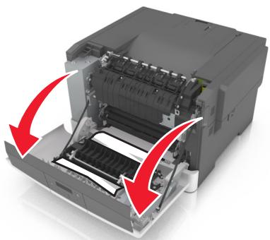 LEXMARK CX410DE - Bourrage, dans la zone d'impression recto verso. ouvrez la porte avant. [23Y. xx] - 2