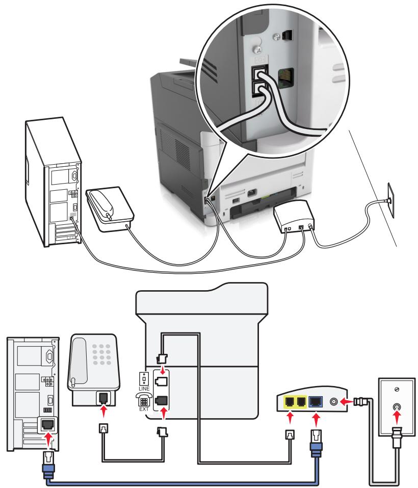 LEXMARK MX310DN - Configuration 1 : l'imprimante est connectée au modem câble - 1