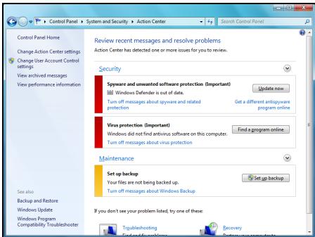 PACKARD BELL DOT SC/VW-001FR - Windows Action Center - 1