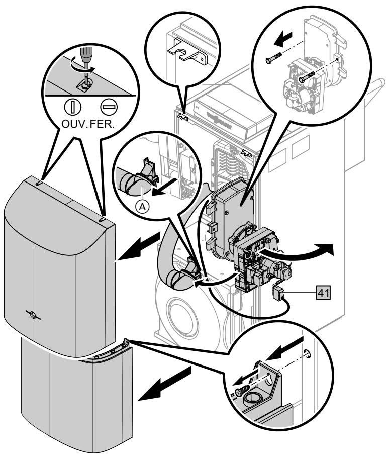 VIESSMANN VITORONDENS 200 T - Ouvrir la porte de chaudière - 1