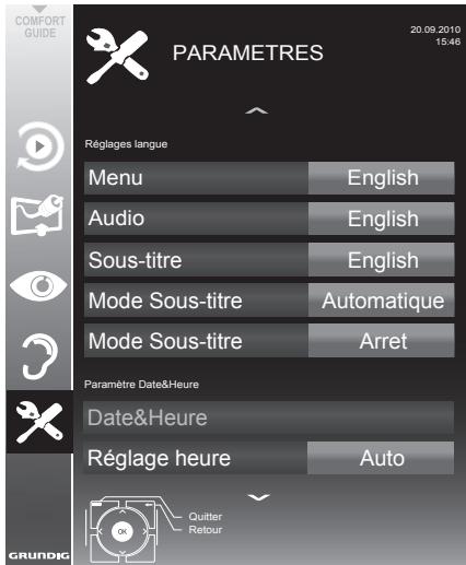 GRUNDIG 32VLE5503WG - Changer la langue des sous-titres et le mode sous-titre - 1