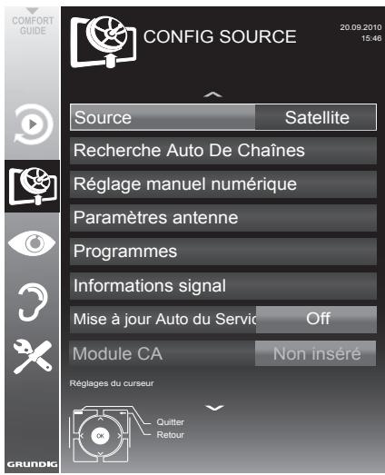 GRUNDIG 32VLE5503WG - Recherche automatique de chaînes de télévision numériques à partir d'un satellite - 1