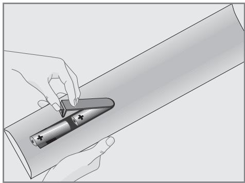 GRUNDIG 43VLE6621BP - Insertion des piles dans la télécommande - 1