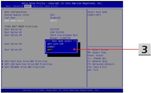 MSI GE62VR 7RF-478FR APACHE PRO - Comment sélectionner le mode de démarrage dans le BIOS - 1
