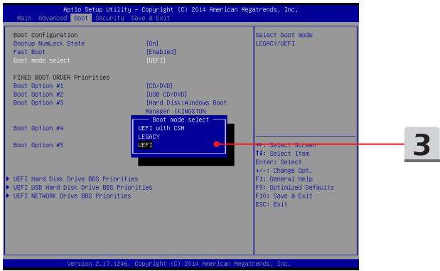 MSI GE62VR 7RF-479XFR APACHE PRO - Comment sélectionner le mode de démarrage dans le BIOS - 1