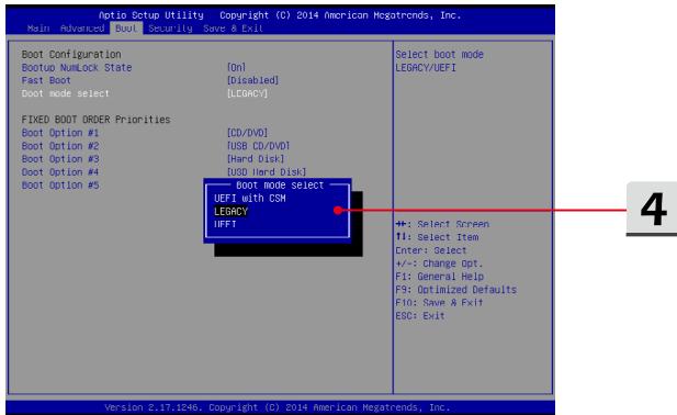 MSI GP62 2QE - Comment sélectionner le mode de démarrage dans le BIOS pendant l'installation du système d'exploitation - 2