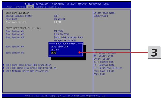 MSI GP62 7QF-1664XFR LEOPARD PRO - Comment sélectionner le mode de démarrage dans le BIOS - 1