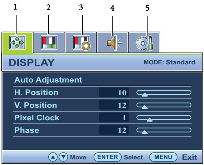 BENQ VW2230H - Mode du menu principal - 1