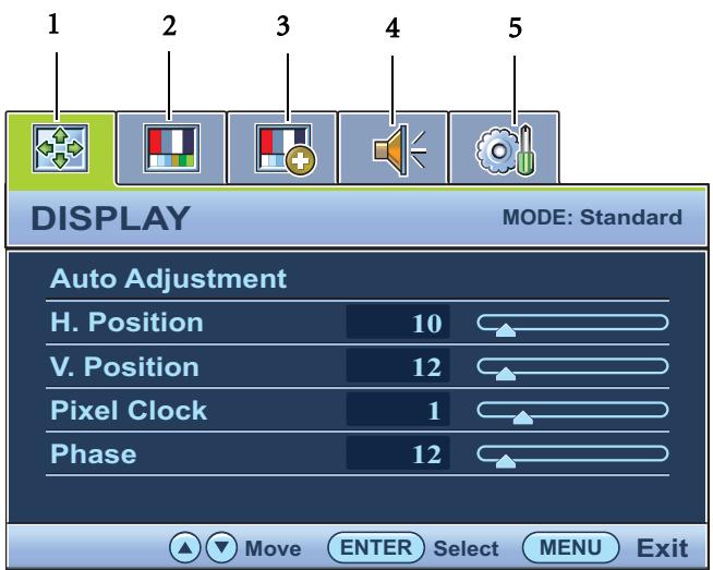 BENQ GL2460HM - Mode du menu principal - 1