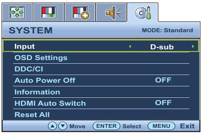 BENQ VW2430H - Menu système - 1