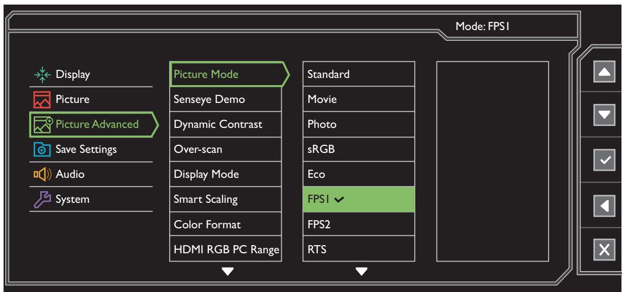 BENQ XL2420T - Menu image avancée - 1