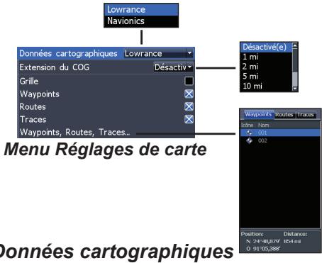 LOWRANCE ELITE 4 - Réglages de carte - 1