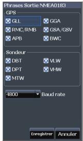 LOWRANCE ELITE 4M HD - Phrases sortie NMEA 0183 (mode avancé uniquement) - 1