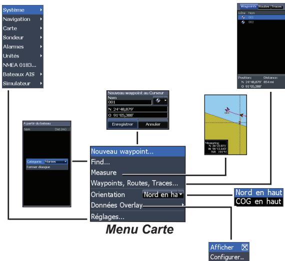 LOWRANCE ELITE 4M HD - Menu carte - 1