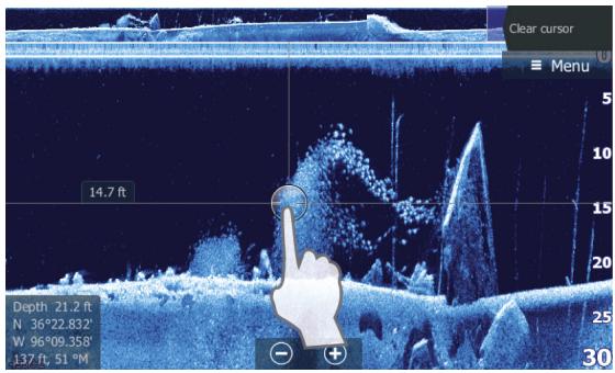 LOWRANCE ELITE 5 DSI - Utilisation du curseur sur la fenêtre structurescan - 1