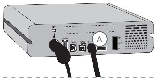 LACIE D2 USB 3.0 2 TO - A. connexion via le câble d'interface USB 2.0 - 1