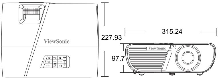VIEWSONIC PJD5555LW - Dimensions - 1