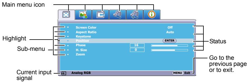 VIEWSONIC PJD5555LW - Using the menus - 2