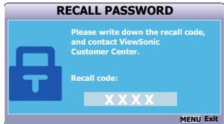 VIEWSONIC PJD5555LWS - Entering the password recall procedure - 1