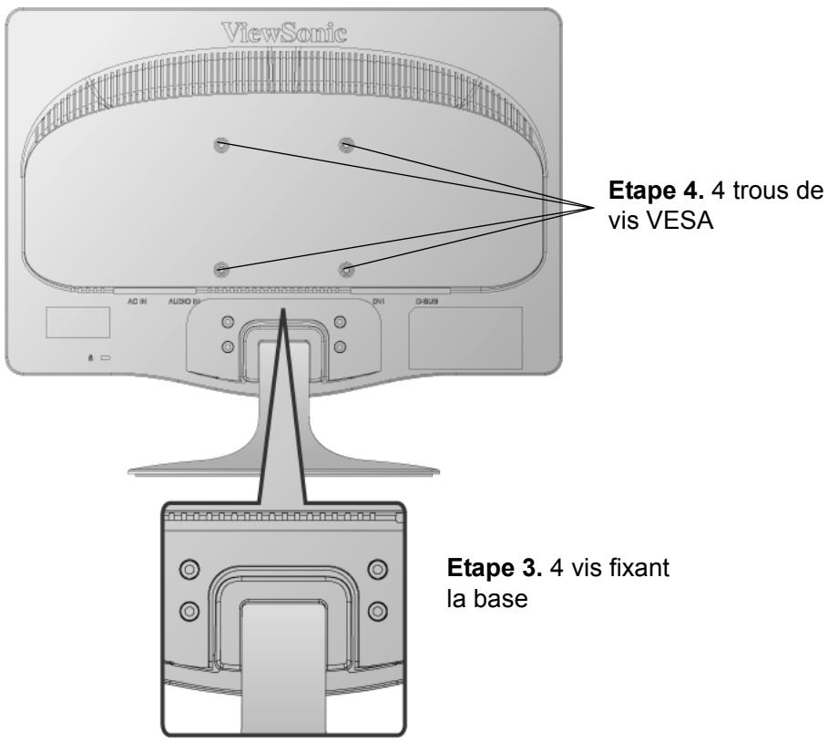 VIEWSONIC VA2447-LED - Installation du support mural (optionnel) - 1