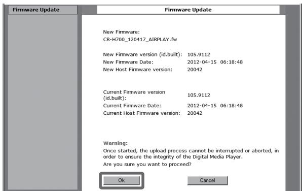 TEAC NPH750 B - Click "OK" to start the firmware update. - 1