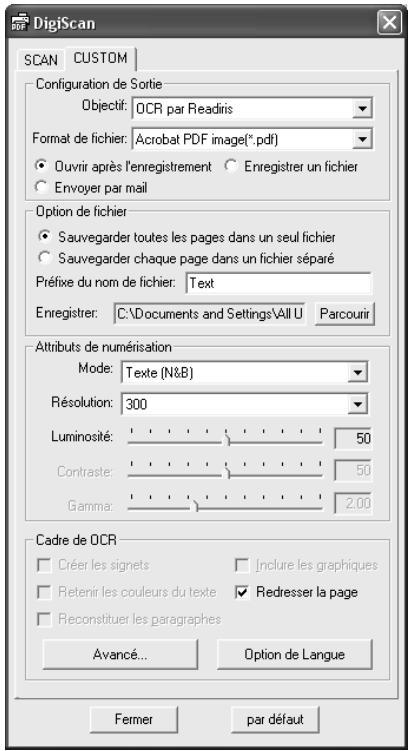 AGFAPHOTO AS 1300 - Sélectionnez readiris depuis le menu déroulant objectif - 1