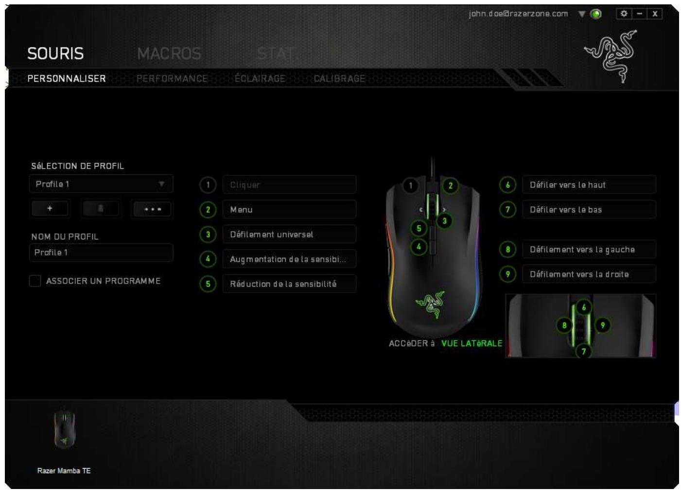 RAZER MAMBA - ONGLET SOURIS - 1
