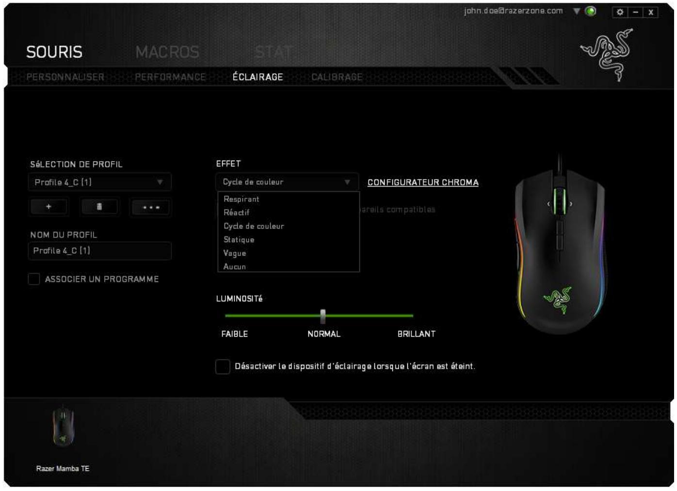 RAZER MAMBA - Effets d'éclairage pré-installés - 1