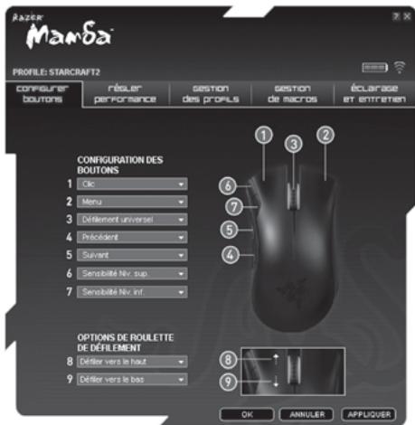 RAZER NAGA - ONGLET Configuger boutons - 1