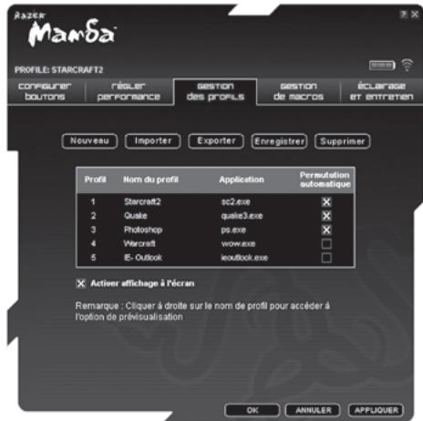RAZER OROCHI - ONGLET gestion des profils - 1