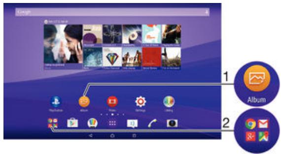SONY XPERIA Z4 TABLET (SGP711) - Présentation des raccourcis et dossiers - 1