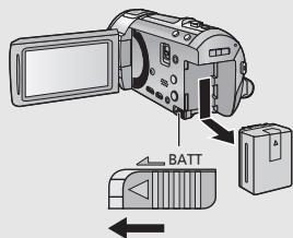 PANASONIC HC-V720 - Retrait de la batterie - 1