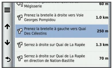 GARMIN DEZL 760 LMT - Affichage de la liste des changements de direction - 1