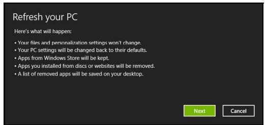 ACER ICONIA TAB W510 - Attention : « restaurer les paramètres d'usine » effacera tous les fichiers sur votre disque dur. - 2