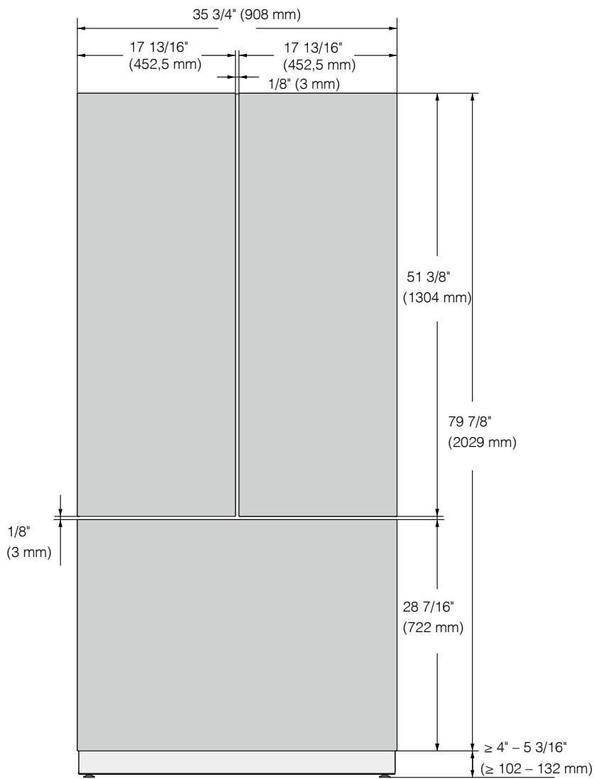 MIELE KF2982VI  -  KF 2982 Vi - Dimensions of cabinet fronts - 1