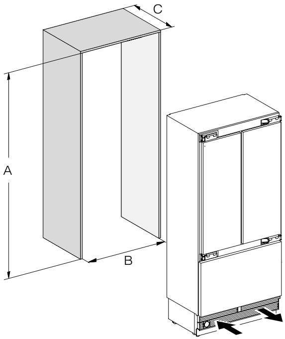 MIELE KF2982VI  -  KF 2982 Vi - Position of the electrical and plumbed water connections - 2