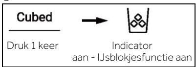 Cubed Druk 1 keer → Indicator aan - IJsblokjesfunctie aan