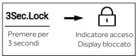 3Sec.Lock Premere per 3 secondi → Indicatore acceso Display bloccato