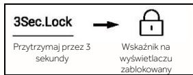 3Sec.Lock Przytrzymaj przez 3 sekundy Wskaźnik na wyświetlaczu zablokowany
