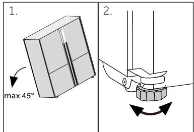 1. max 45° 2.