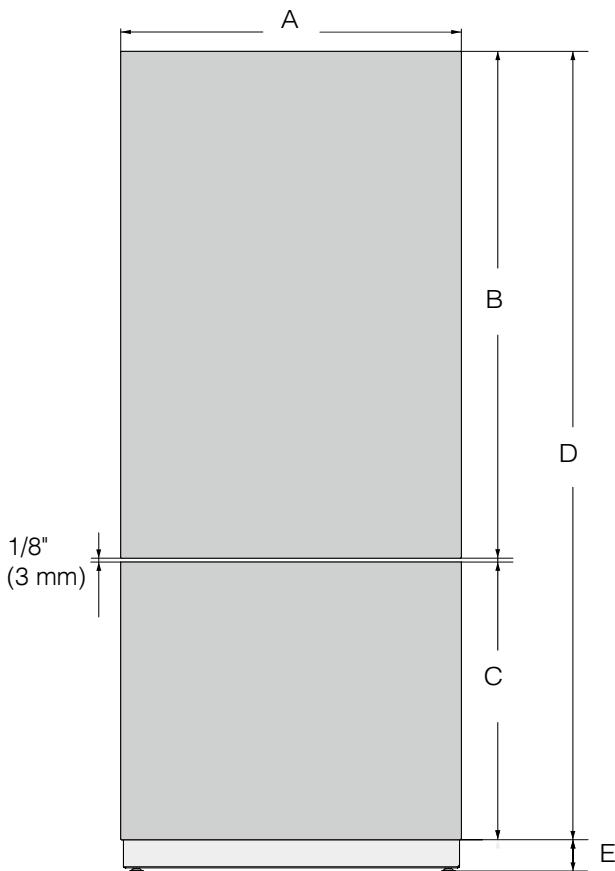MIELE KF 2802 Vi - Dimensions of cabinet fronts - 1