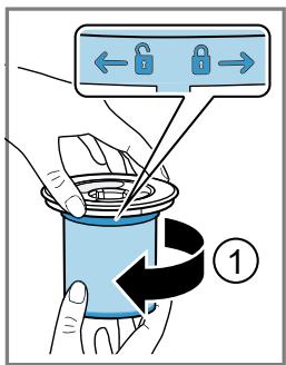 Diagram illustrating a lock mechanism with labeled arrows and a numbered step indicator