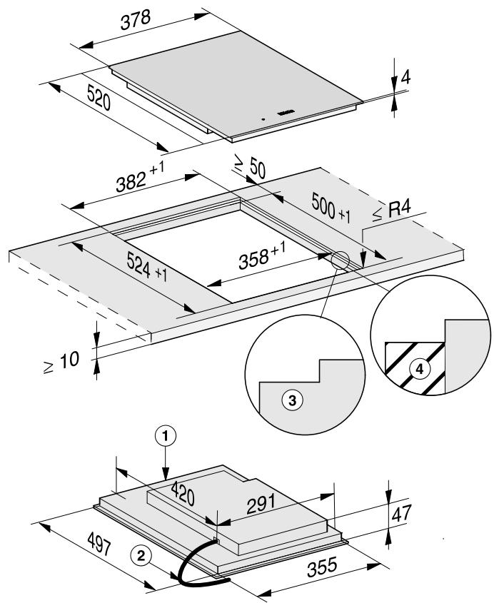 MIELE CS 7612 FL - CS 7612 FL - Cotes d'encastrement - à fleur de plan - 1
