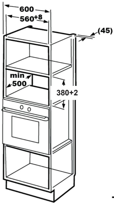 GRUNDIG GMI3240B - Rozměry nábytku pro vestavěnou instalaci - 1