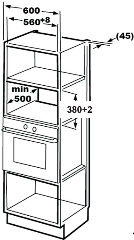 GRUNDIG GMI3240B - Mål for møbel vedinnebygd installationsjon - 1