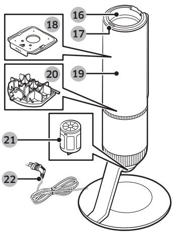Labeled diagram of a handheld device with numbered components for identification