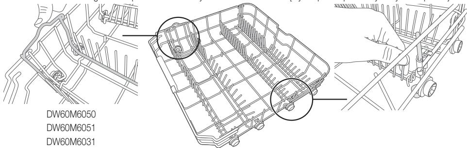 SAMSUNG DW60M6040FS - DW60M6040BB/EG - DW60M6070IB/ET - DW60M6050FS/EC - DW60M6050FW/EC - SKŁADANIE KOLCÓW DOLNEGO KOSZA - 1