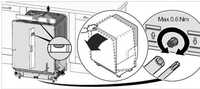 ASKO DBI2348IB.B - Adjust the height and slide the dishwasher into place - 1